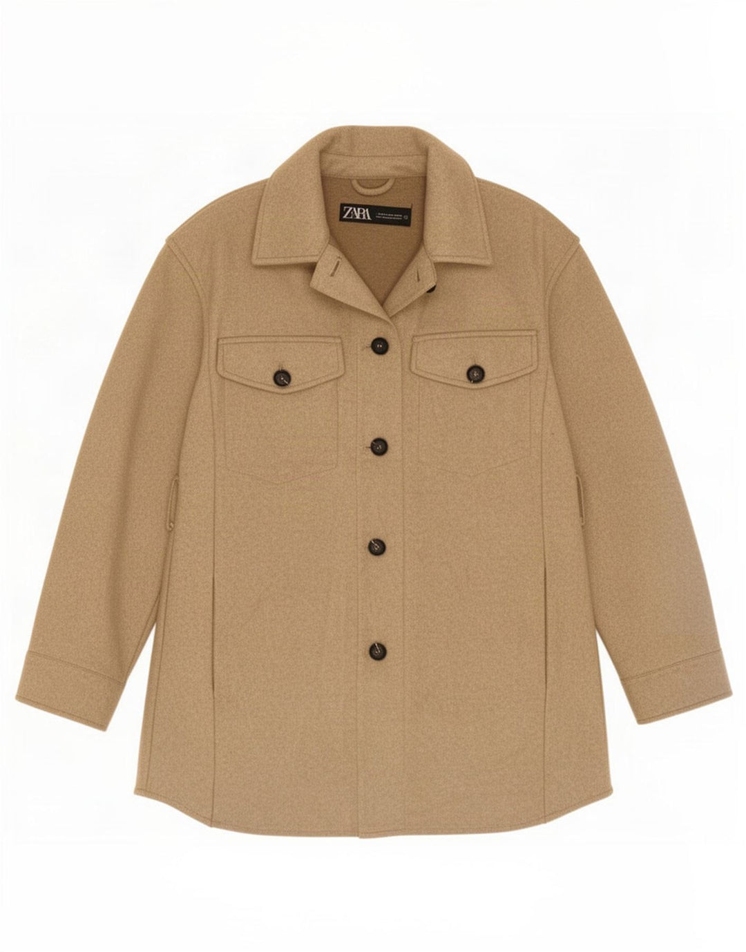 Zara Mujer Chaqueta Utilitaria UK 6 XS Beige Poliéster