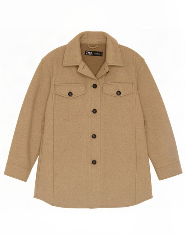 Zara Mujer Chaqueta Utilitaria UK 6 XS Beige Poliéster