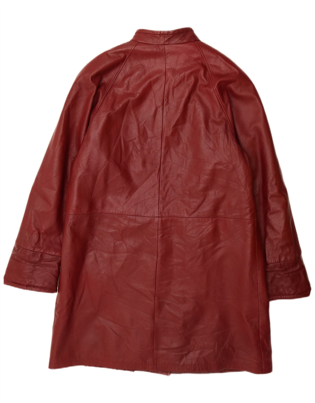 Abrigo de cuero vintage para mujer IT 46 Cuero burdeos grande
