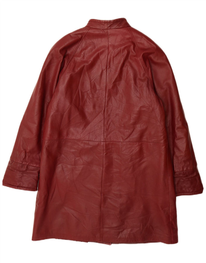 Abrigo de cuero vintage para mujer IT 46 Cuero burdeos grande