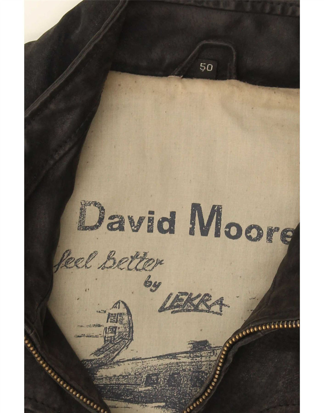 David Moore Chaleco de cuero para hombre IT 50 Grande Negro