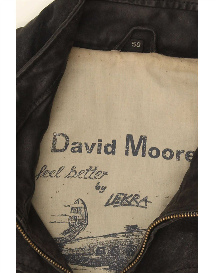 David Moore Chaleco de cuero para hombre IT 50 Grande Negro