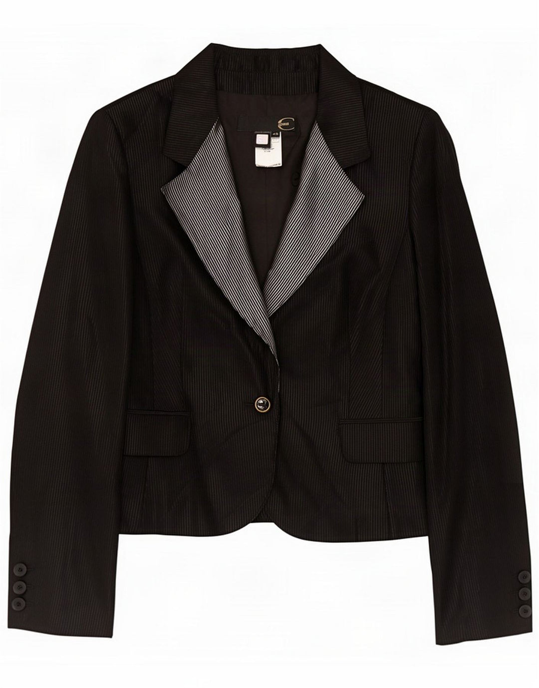 Chaqueta tipo blazer de 1 botón para mujer Just Cavalli IT 46 grande de lana a rayas negras