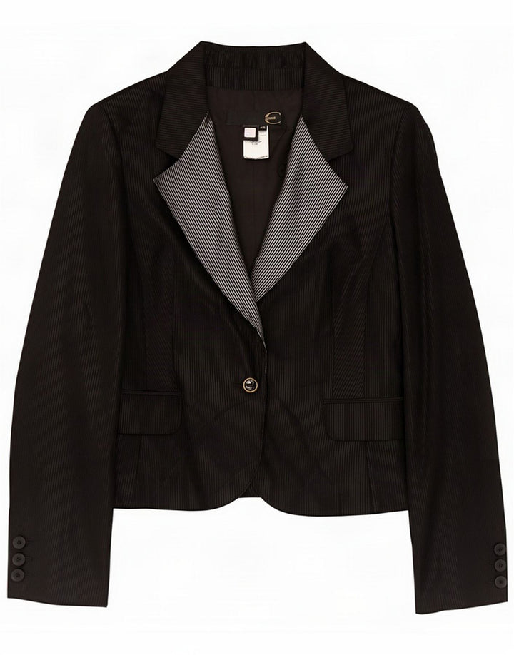 Chaqueta tipo blazer de 1 botón para mujer Just Cavalli IT 46 grande de lana a rayas negras