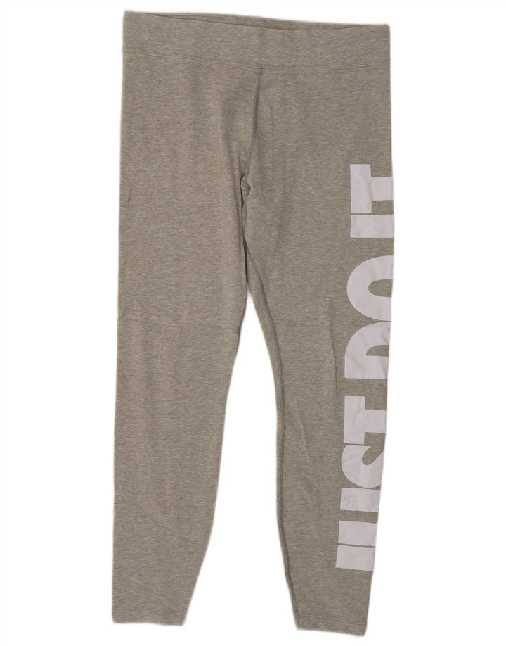 Nike Leggings cortos con gráfico para mujer UK 44 Algodón moteado gris grande