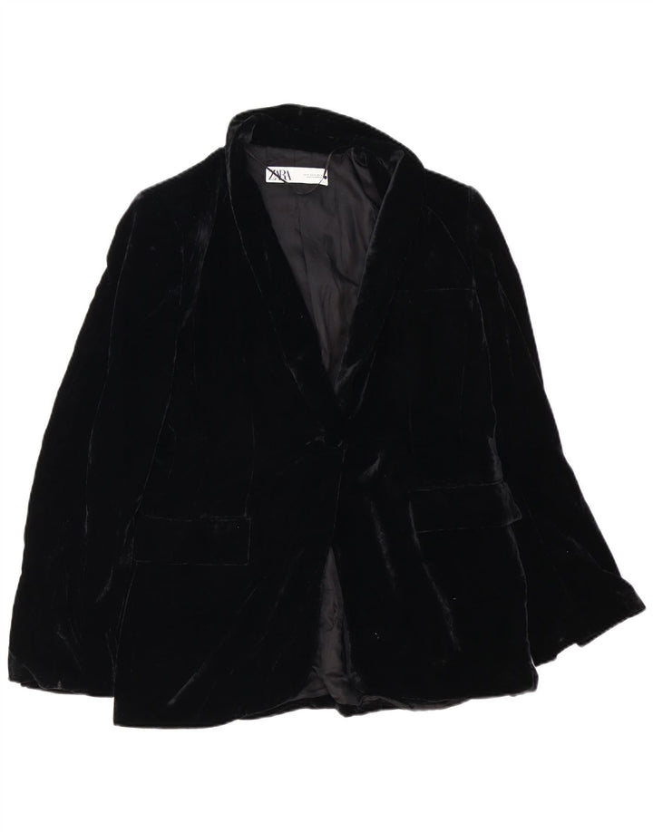 Zara Chaqueta Blazer De Terciopelo De 1 Botón De Gran Tamaño para Mujer UK 44 Mediano Negro