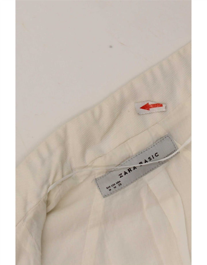 Zara Chaqueta Bolero Abierta para Mujer UK 12 Mediana Algodón Blanco