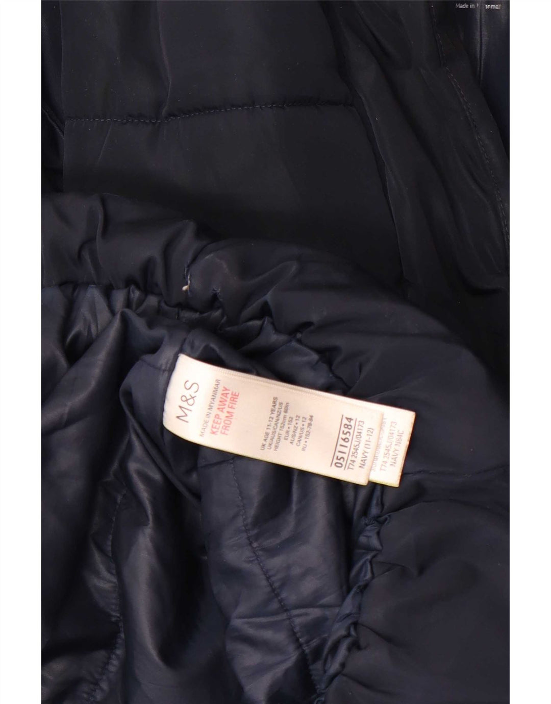 Marks & Spencer Abrigo acolchado con capucha para niña 11-12 años Azul marino Poliéster