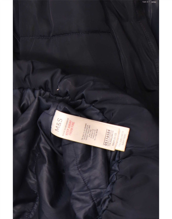 Marks & Spencer Abrigo acolchado con capucha para niña 11-12 años Azul marino Poliéster