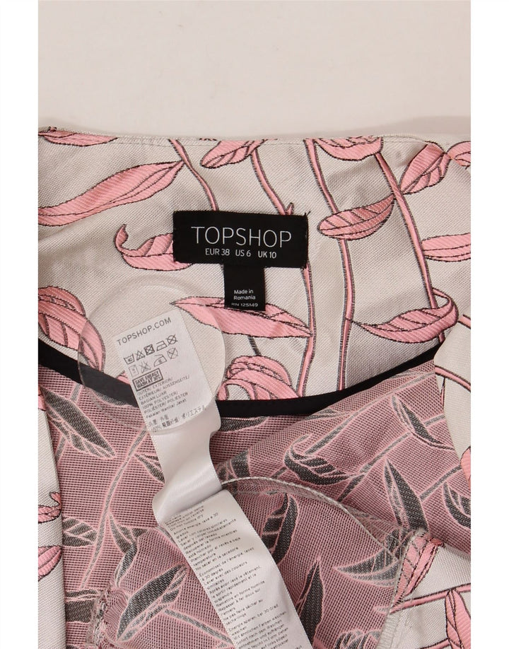 Topshop Blusa corta con estampado abstracto para mujer, talla S, color blanco