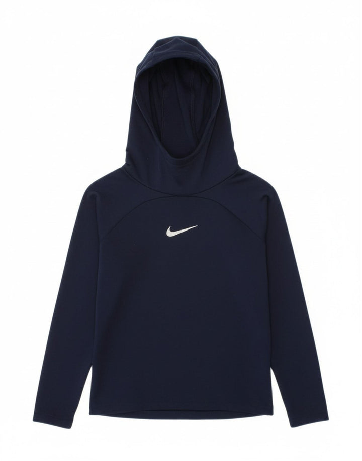 NIKE Boys Graphic Hoodie Jumper 5-6 Years  Navy Blue Polyester
