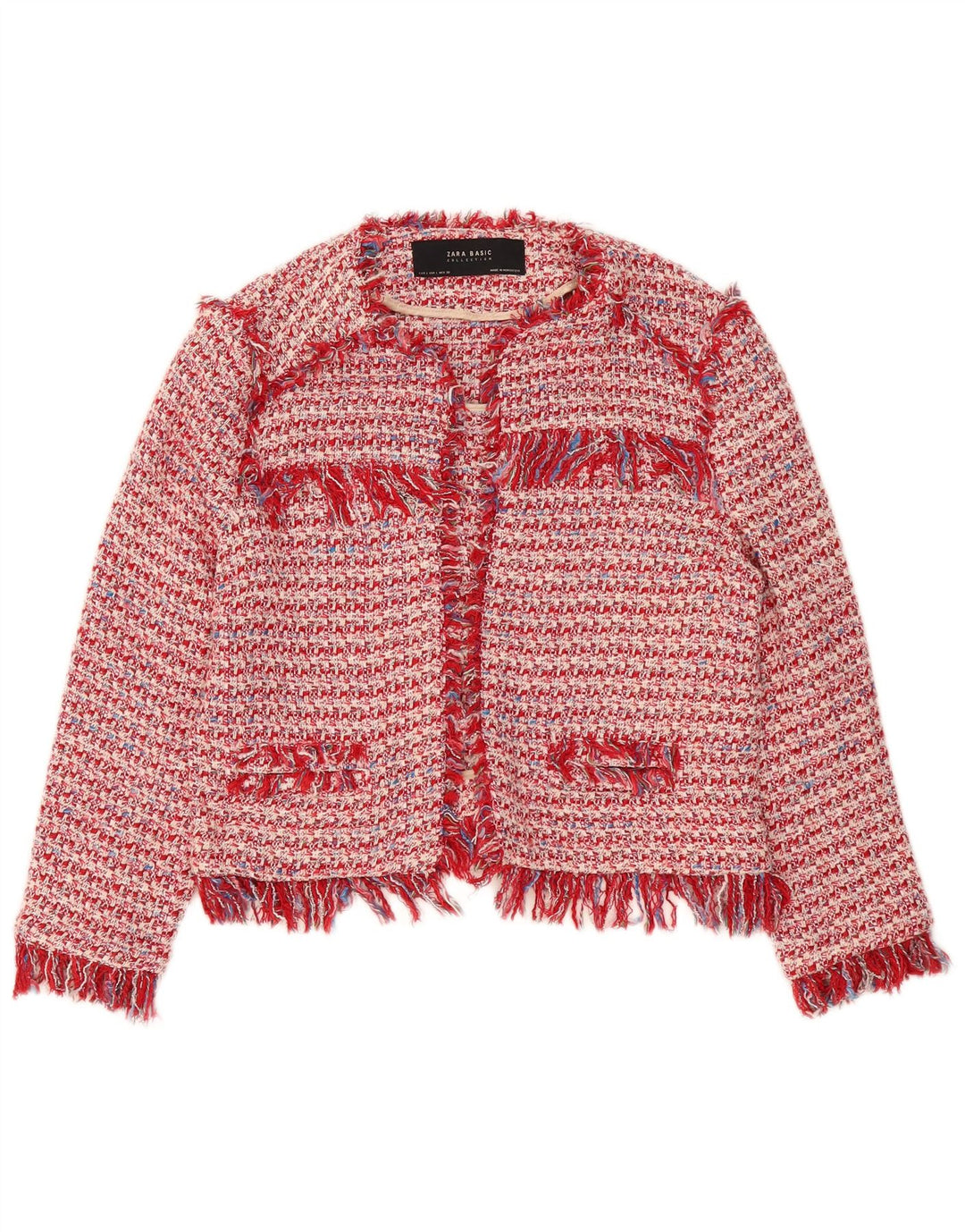 Zara Chaqueta Bolero Abierta para Mujer Reino Unido 46 Grande Rojo Moteado