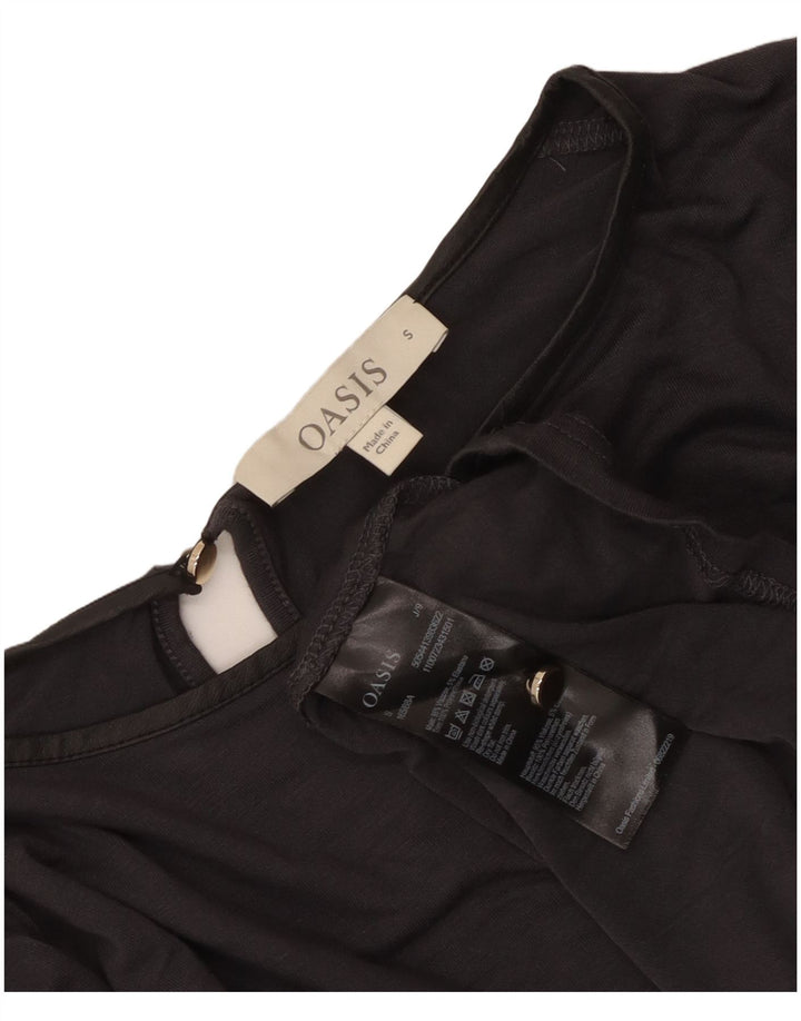 Oasis Blusa de manga larga para mujer UK 10 Small Grey Viscosa