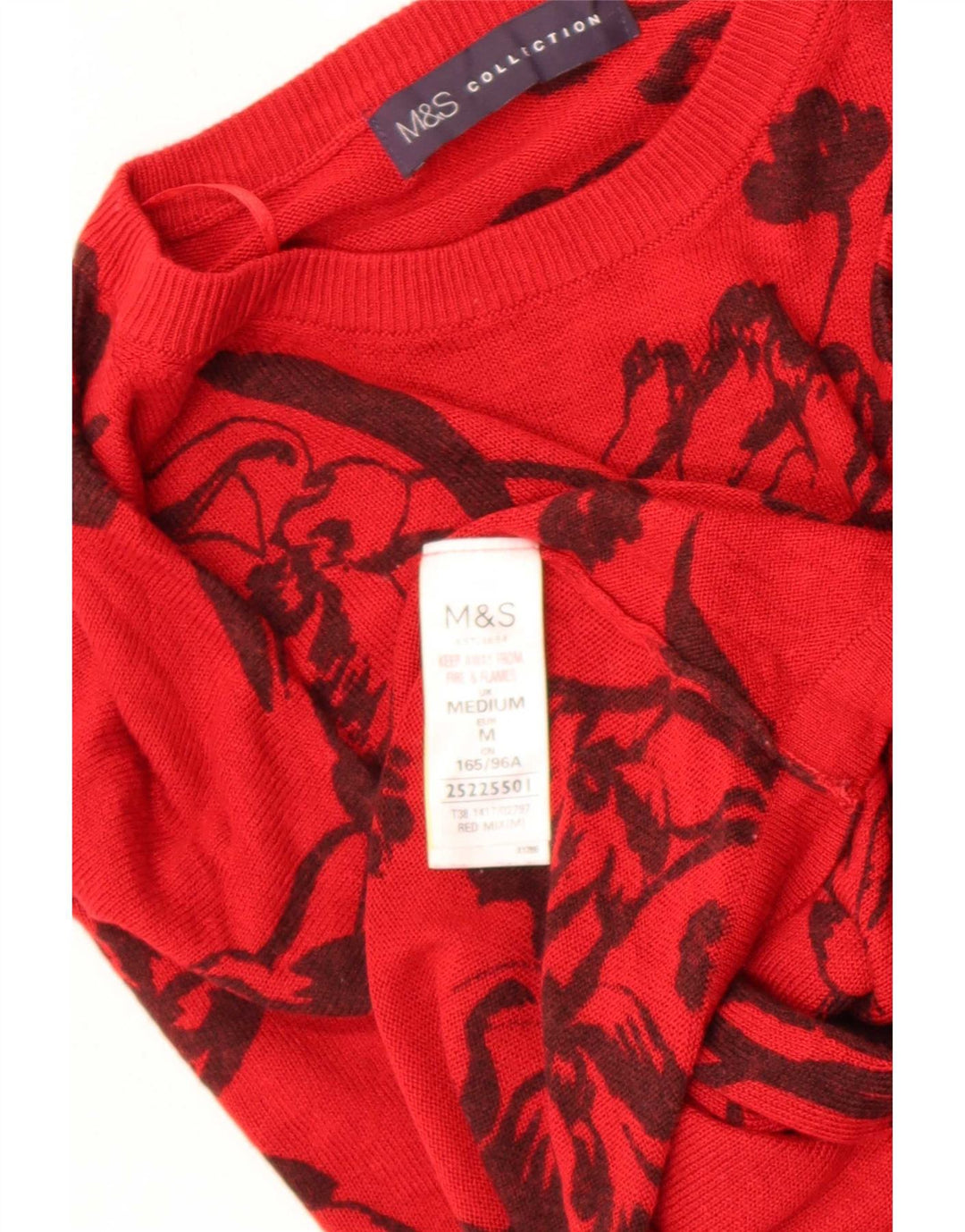 Marks & Spencer Suéter tipo jersey con cuello redondo para mujer UK 40 Mediano Rojo Floral