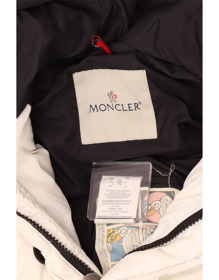 MONCLER Chaqueta acolchada con capucha para niña 5-6 años Nylon blanco