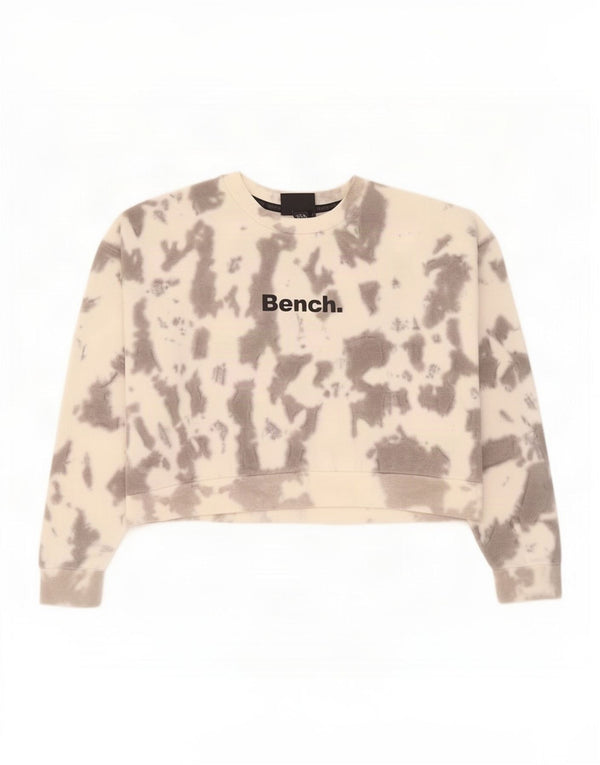 Bench Mujer Crop Graphic Sudadera Jumper UK 40 Grande Gris Tie Dye Algodón