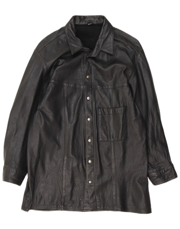 Vintage hombres chaqueta de cuero Reino Unido 38 medio negro