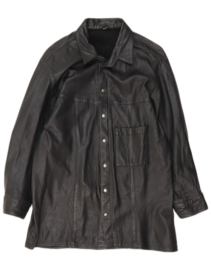 Vintage hombres chaqueta de cuero Reino Unido 38 medio negro