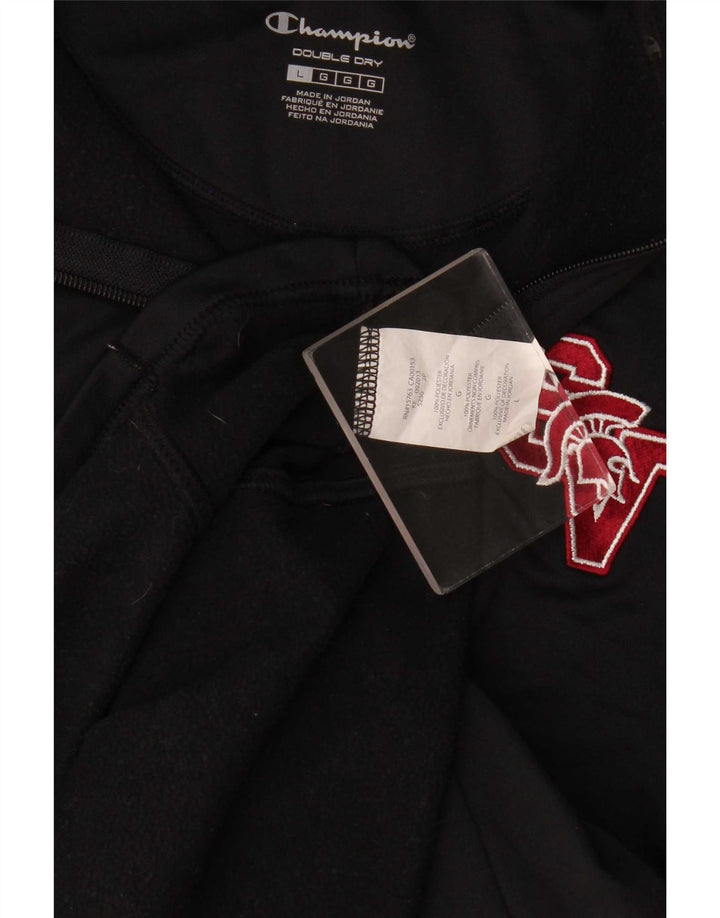 Champion - Chándal con cremallera y cuello para hombre, talla grande, poliéster negro