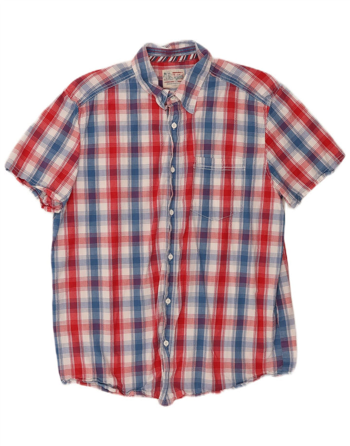 Wrangler Camisa De Manga Corta Para Hombre De Algodón Con Cuadros Multicolores Grandes