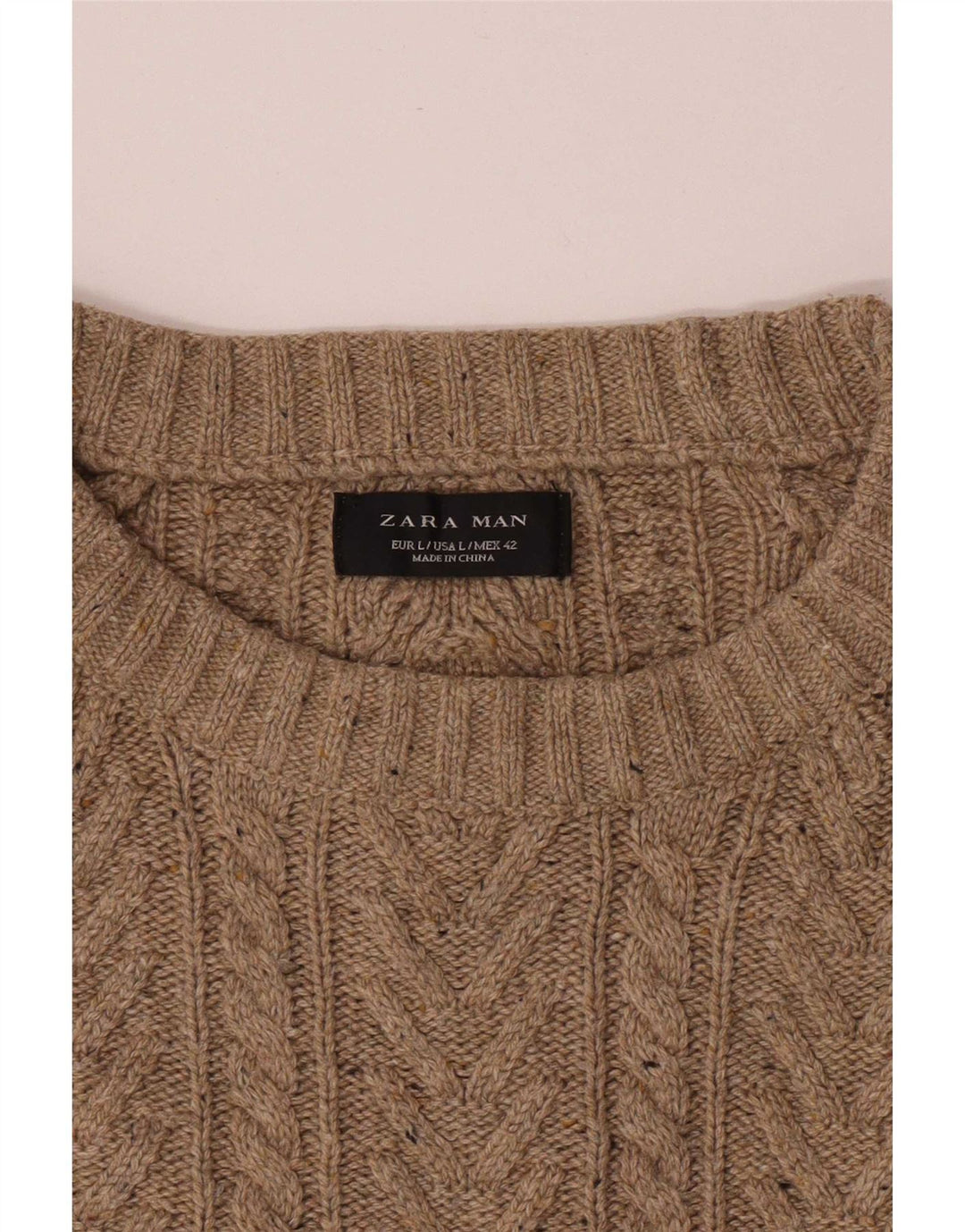 Zara Hombre Jersey Con Cuello Barco Jersey Grande Beige