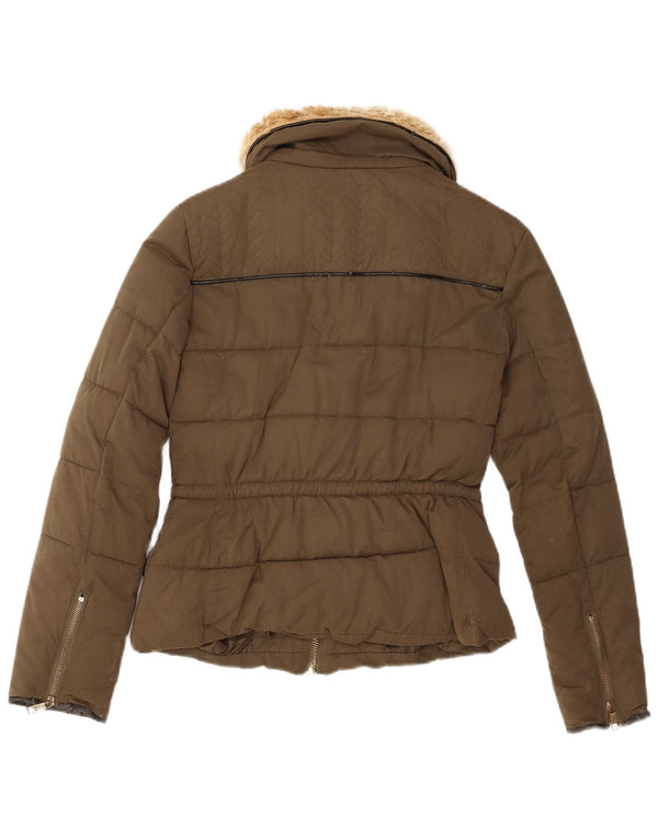 Zara Mujer Chaqueta Acolchada UK 6 XS Caqui