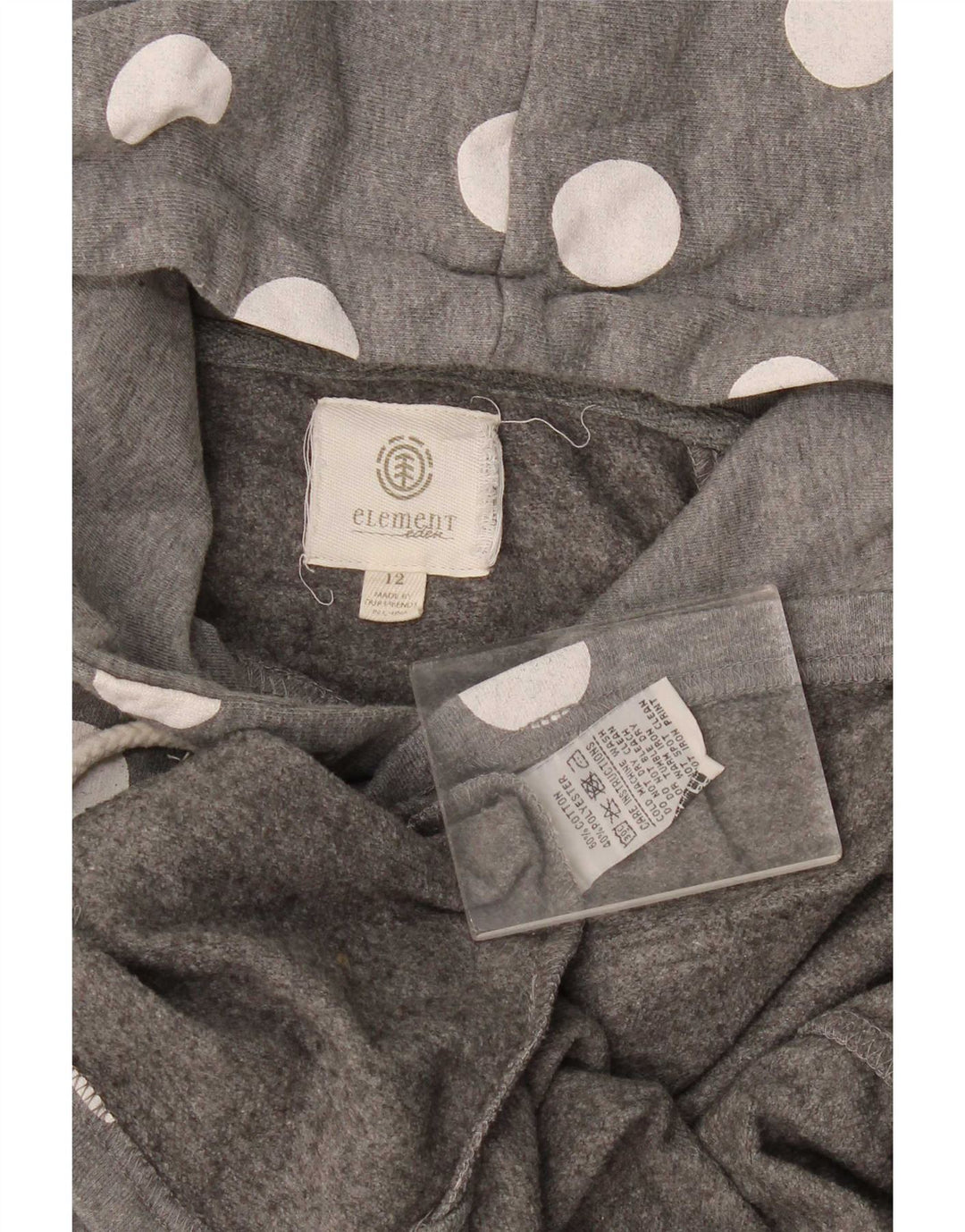 Element Sudadera con capucha para mujer US 12 Grande Gris Lunares Algodón