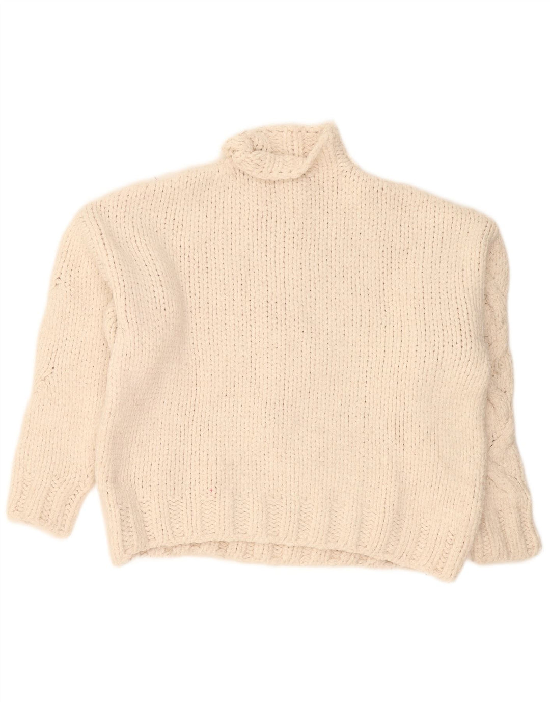 Zara Mujer Suéter De Cuello Alto De Gran Tamaño UK 46 Acrílico Blanco Grande