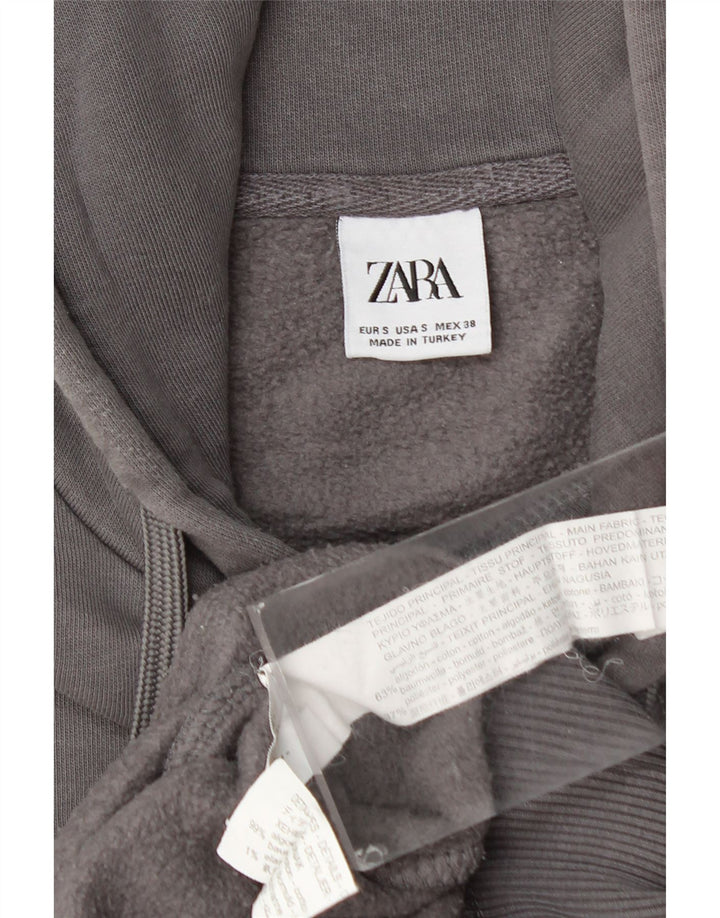 ZARA Hombre Sudadera Con Capucha Jersey Small Gris Algodón