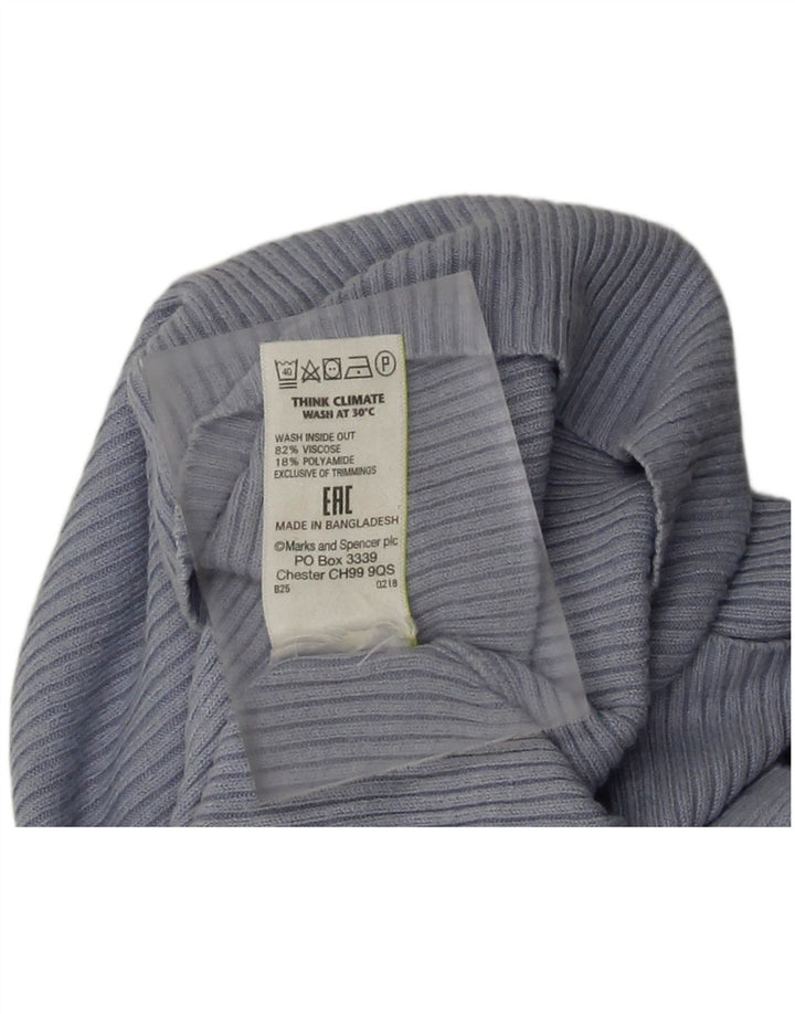 Marks & Spencer Top para mujer de manga larga UK 10 Small Viscosa azul