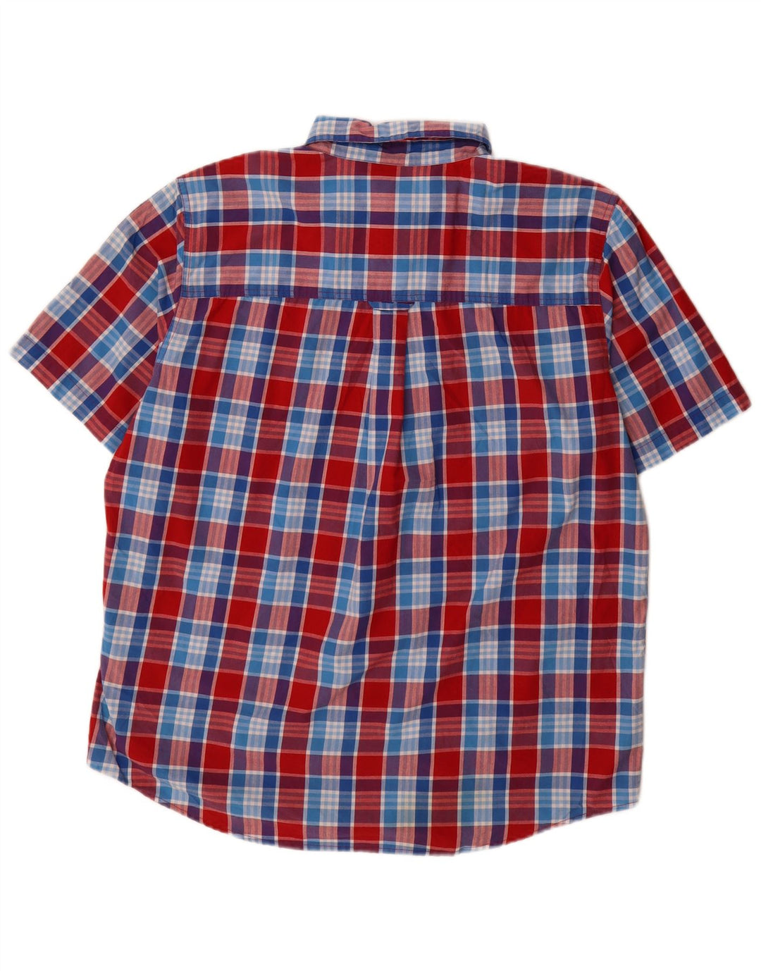 Chaps Camisa de manga corta para hombre de algodón a cuadros rojos grandes