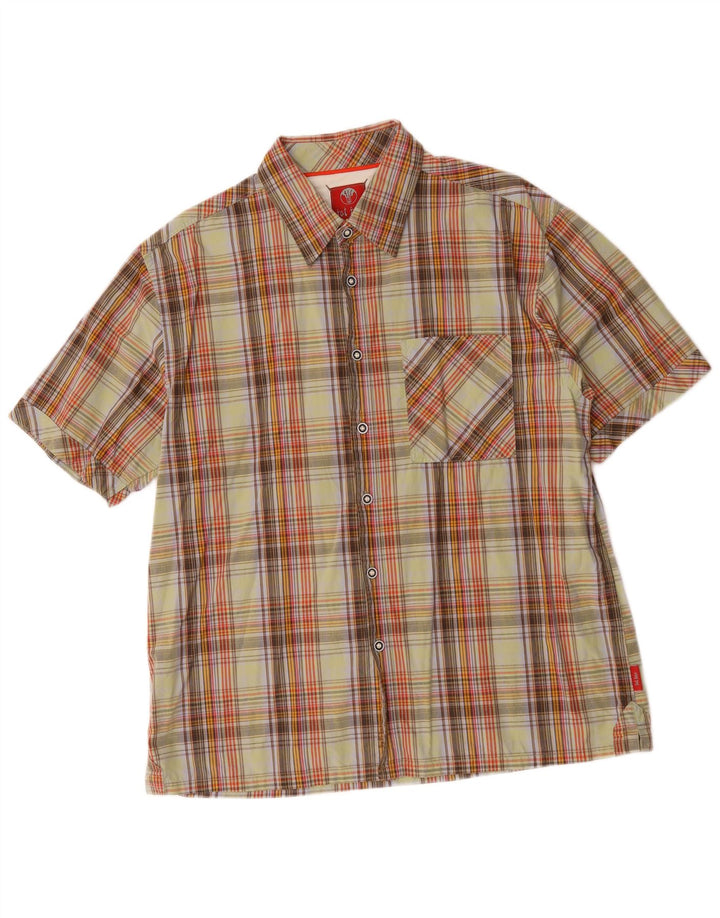 Camisa de manga corta para hombre Fat Face de algodón con cuadros multicolores grandes