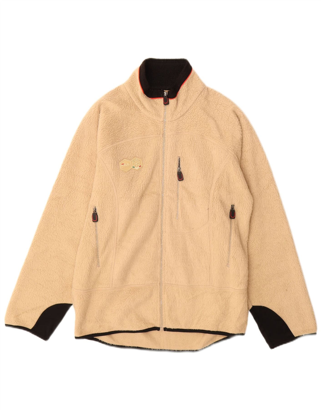 Fila Mens Italia Fleece Jacket UK 36 Small Beige Colorblock Poliéster