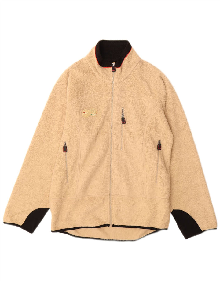 Fila Mens Italia Fleece Jacket UK 36 Small Beige Colorblock Poliéster