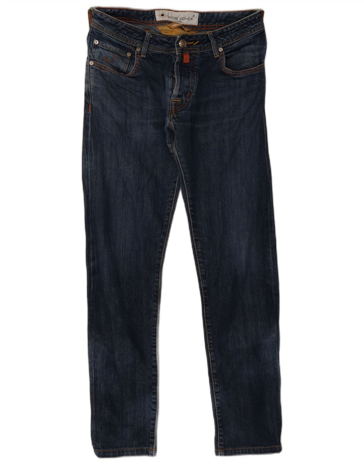 Jacob Cohen Jeans delgados hechos a mano para mujer W31 L28 Algodón azul