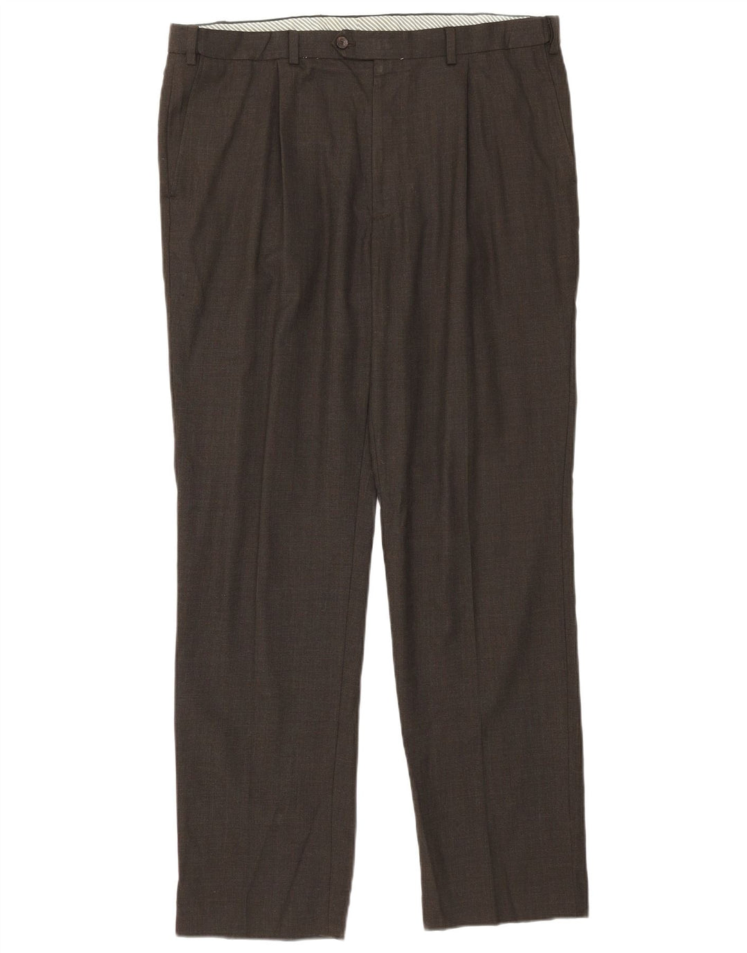 Marks & Spencer Pantalón de traje recto para hombre W38 L33 Lana marrón