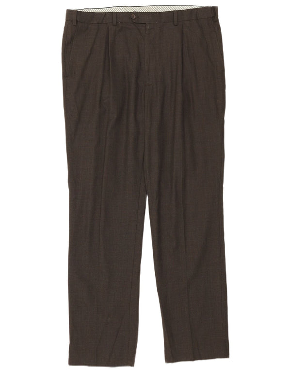 Marks & Spencer Pantalón de traje recto para hombre W38 L33 Lana marrón