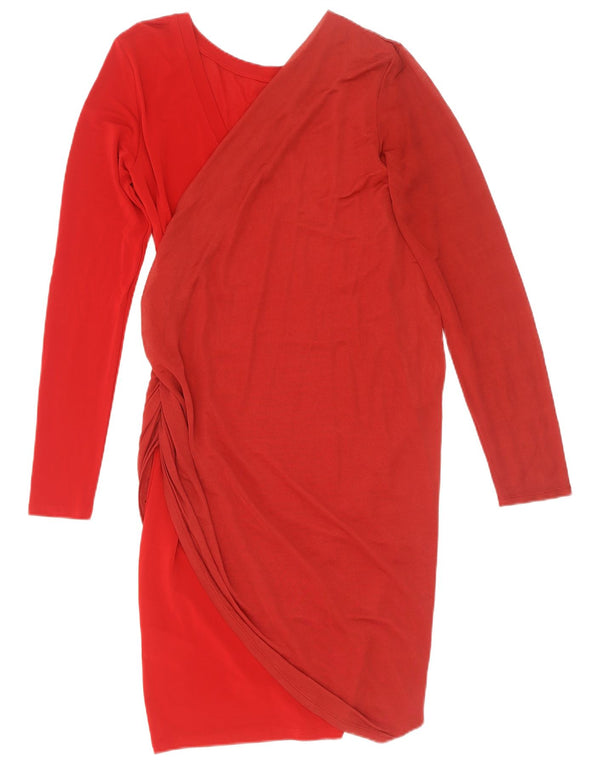 Marella Vestido tubo de manga larga para mujer UK 8 Small Viscosa roja