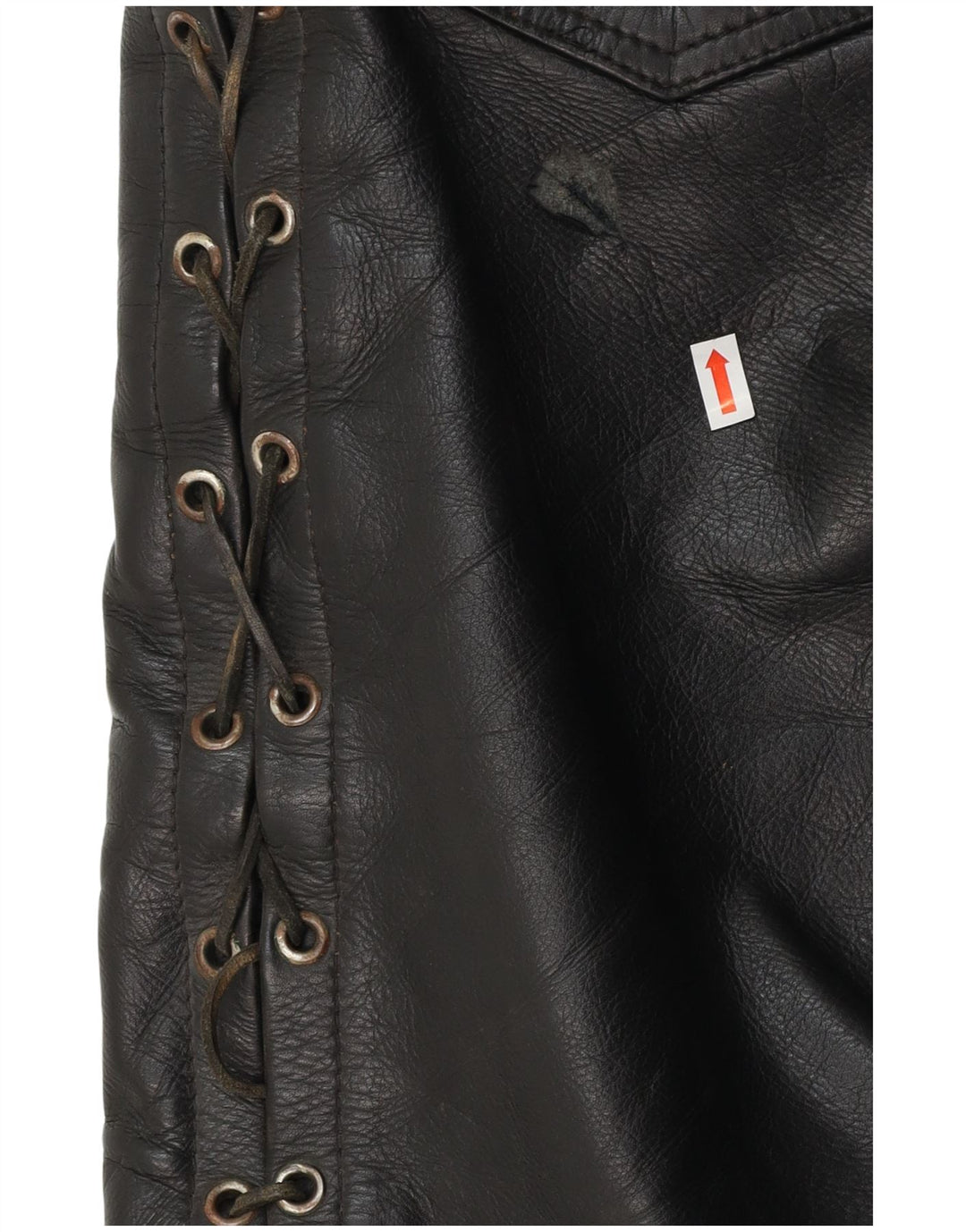 VINTAGE Pantalón recto de cuero para hombre W30 L30 Negro