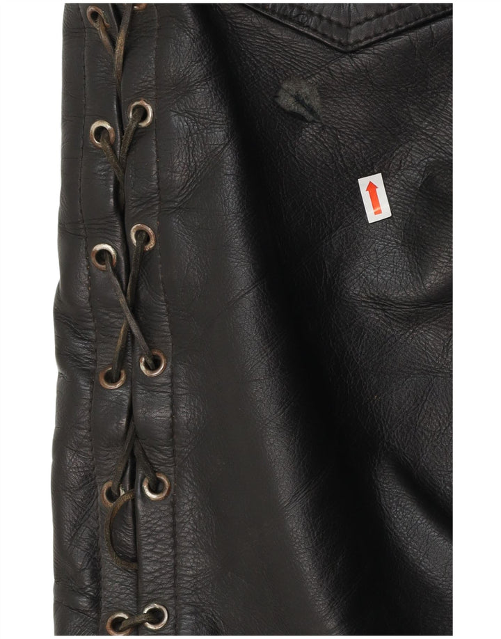 VINTAGE Pantalón recto de cuero para hombre W30 L30 Negro