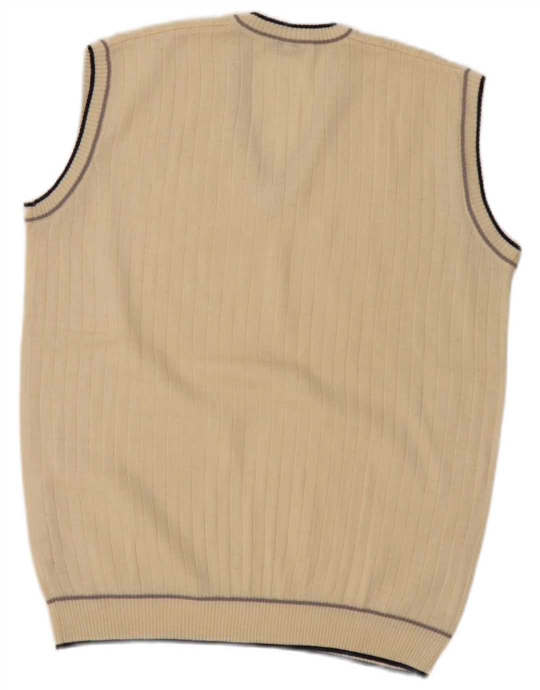 Vintage Hombres Chaleco Tank Top IT 52 Grande Beige Poliacrílico