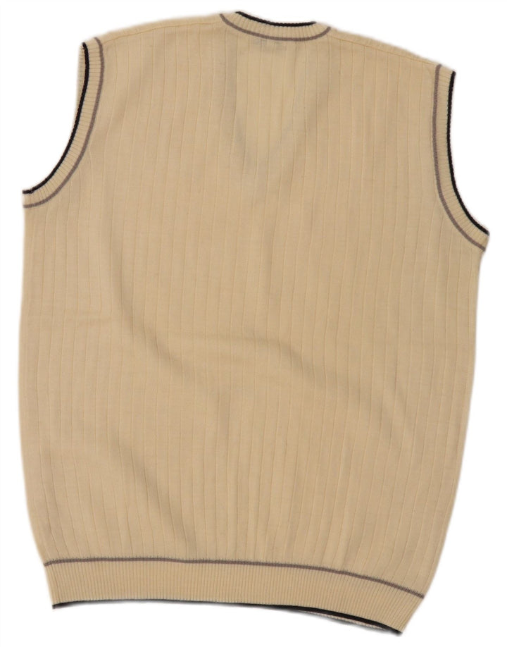 Vintage Hombres Chaleco Tank Top IT 52 Grande Beige Poliacrílico