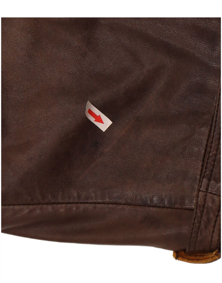 Jean Gabriel Chaqueta Militar De Cuero Para Mujer IT 48 XL Marrón