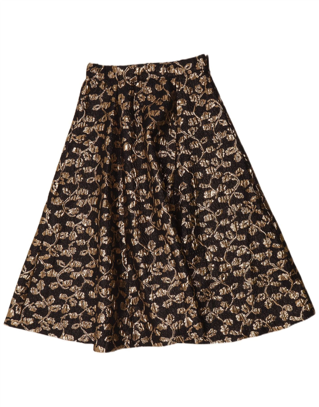 Vintage mujer A-Line falda W30 medio negro floral