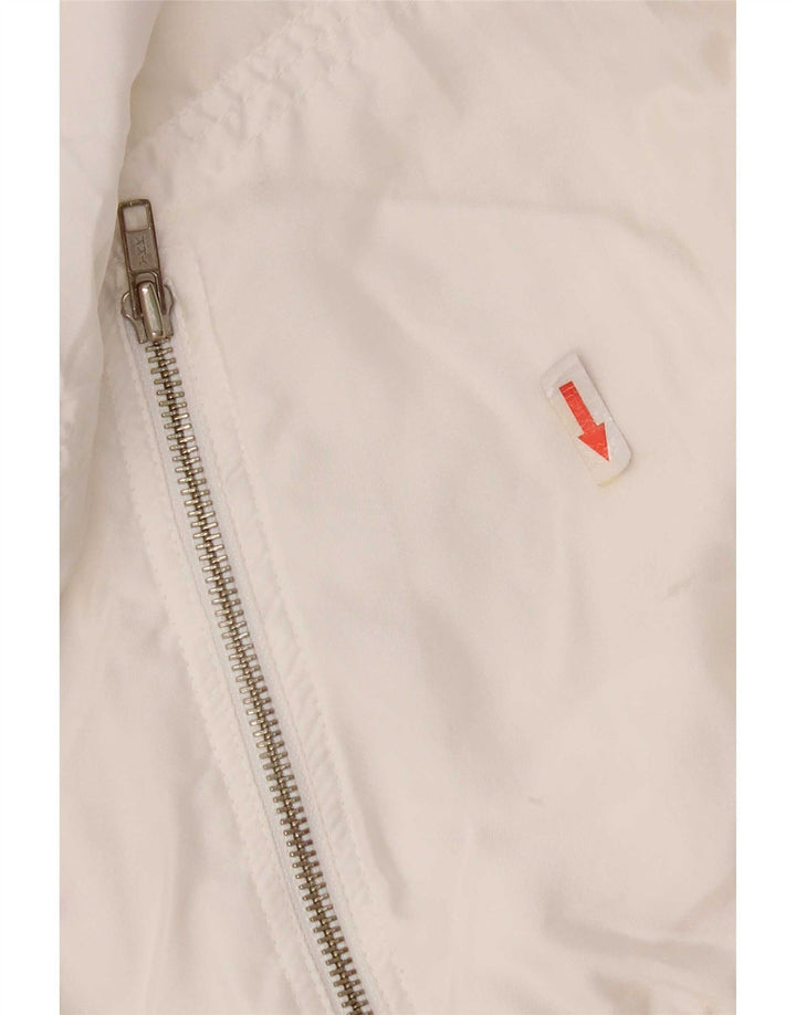 Vintage mujer oversize chándal top chaqueta EU 36 pequeño bloque de color blanco