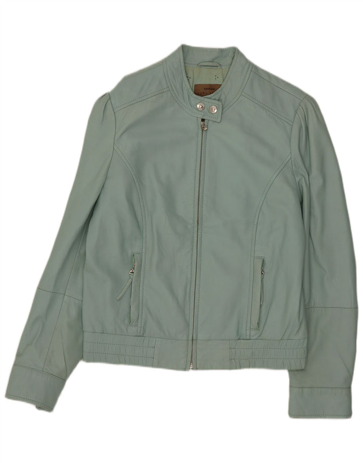 Chaqueta Biker De Cuero Mujer Conbipel IT 44 Cuero Verde Medio