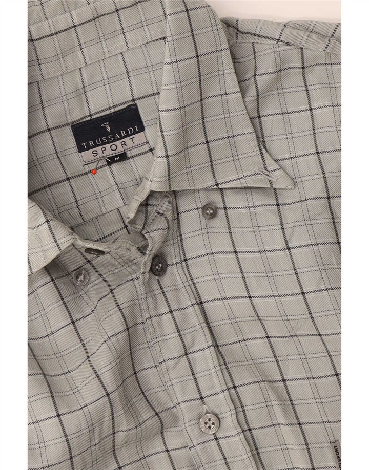 Camisa Trussardi Hombre Cuadros Gris Medio