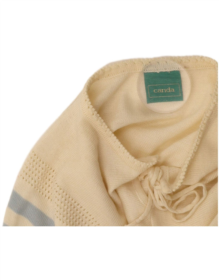 CANDA Jersey corto con cuello redondo para mujer EU 44 XL Blanco roto a rayas