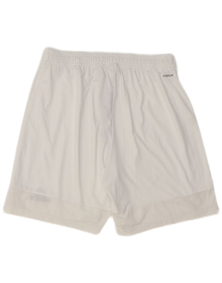 Adidas - Pantalones cortos deportivos Aeroready para hombre, poliéster blanco grande