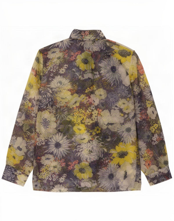 Vintage mujer camisa blusa Reino Unido 16 grande multicolor floral